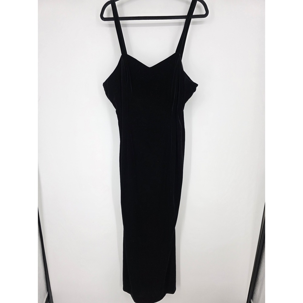 Poly USA Black Velvet‎ Spaghetti Strap Maxi  Evening Formal Dress Size 3XL